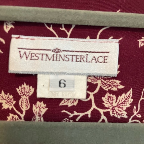Vintage Westminster Lace burgundy floral prairie style dress size 6 - Picture 7 of 10